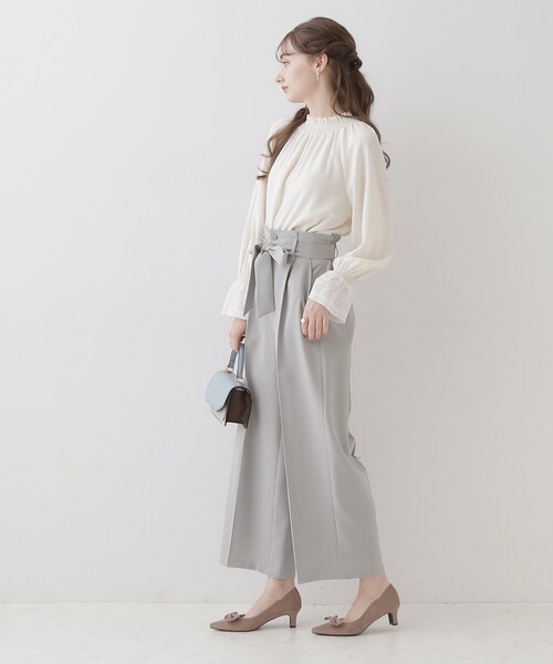 couture brooch(クチュールブローチ)の「◆【ほんのりハイウエスト・スッキリ見え】サス付きリボンワイドパンツ(その他パンツ・レディース・ライトグレー/ダークグレー/キャメル・42/38/36/40)」の15枚目の写真