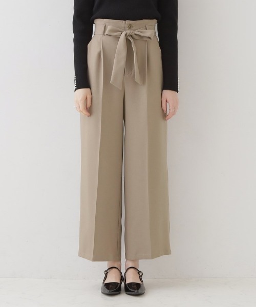 couture brooch(クチュールブローチ)の「◆【ほんのりハイウエスト・スッキリ見え】サス付きリボンワイドパンツ(その他パンツ・レディース・ライトグレー/ダークグレー/キャメル・42/38/36/40)」の4枚目の写真