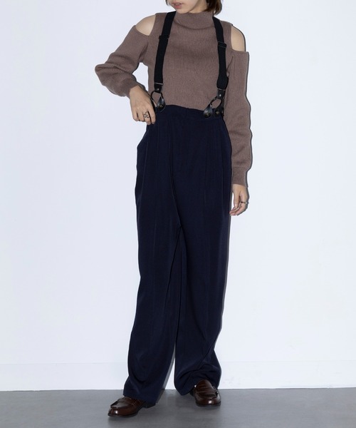 MAISON BREEZE reveur(メゾンブリーズレヴール)の「【MAISON BREEZE reveur】suspenders twill pants サスペンダー付きパンツ TPUツイル XNN(その他パンツ・レディース・ネイビー/グレー/カーキ/ブラック・FREE)」の7枚目の写真
