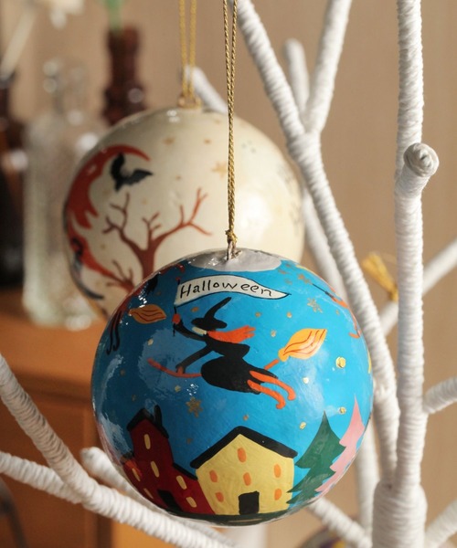 no.117 新作✩.*˚デニム×モダン柄しっかり留まるくちばしクリップ✩.＊・ セール】ペーパーマシェオーナメント【ハロウィン 2024】（インテリア