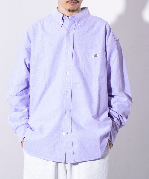 GEVACO（ゲバコ）の「【GEVACO/ゲバコ】オーバーサイズ ボタンダウンシャツ ワンポイントロゴ (無地/ストライプ)（シャツ/ブラウス・メンズ・ベージュ/ブルー系その他4/オフホワイト/ピンク/ブルー系その他3/ブルー系その他2/ラベンダー/ブルー系その他・M/L）」の8枚目の写真