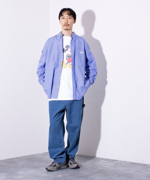 GEVACO（ゲバコ）の「【GEVACO/ゲバコ】オーバーサイズ ボタンダウンシャツ ワンポイントロゴ (無地/ストライプ)（シャツ/ブラウス・メンズ・ベージュ/ブルー系その他4/オフホワイト/ピンク/ブルー系その他3/ブルー系その他2/ラベンダー/ブルー系その他・M/L）」の9枚目の写真