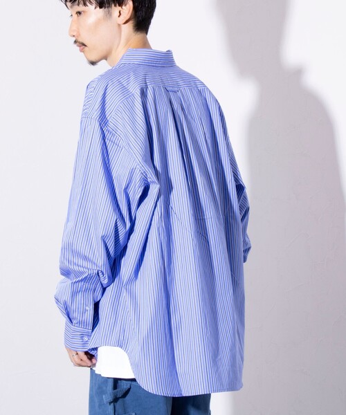 GEVACO（ゲバコ）の「【GEVACO/ゲバコ】オーバーサイズ ボタンダウンシャツ ワンポイントロゴ (無地/ストライプ)（シャツ/ブラウス・メンズ・ベージュ/ブルー系その他4/オフホワイト/ピンク/ブルー系その他3/ブルー系その他2/ラベンダー/ブルー系その他・M/L）」の10枚目の写真