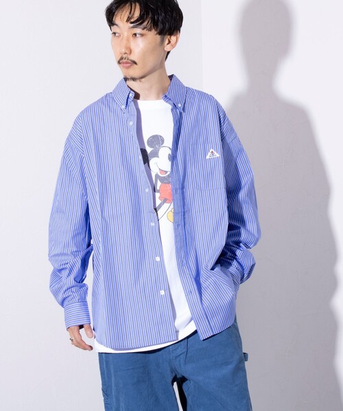 GEVACO（ゲバコ）の「【GEVACO/ゲバコ】オーバーサイズ ボタンダウンシャツ ワンポイントロゴ (無地/ストライプ)（シャツ/ブラウス・メンズ・ベージュ/ブルー系その他4/オフホワイト/ピンク/ブルー系その他3/ブルー系その他2/ラベンダー/ブルー系その他・M/L）」の11枚目の写真