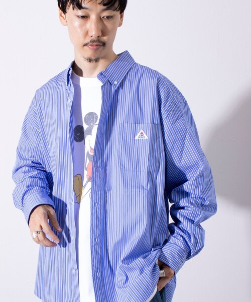 GEVACO（ゲバコ）の「【GEVACO/ゲバコ】オーバーサイズ ボタンダウンシャツ ワンポイントロゴ (無地/ストライプ)（シャツ/ブラウス・メンズ・ベージュ/ブルー系その他4/オフホワイト/ピンク/ブルー系その他3/ブルー系その他2/ラベンダー/ブルー系その他・M/L）」の13枚目の写真