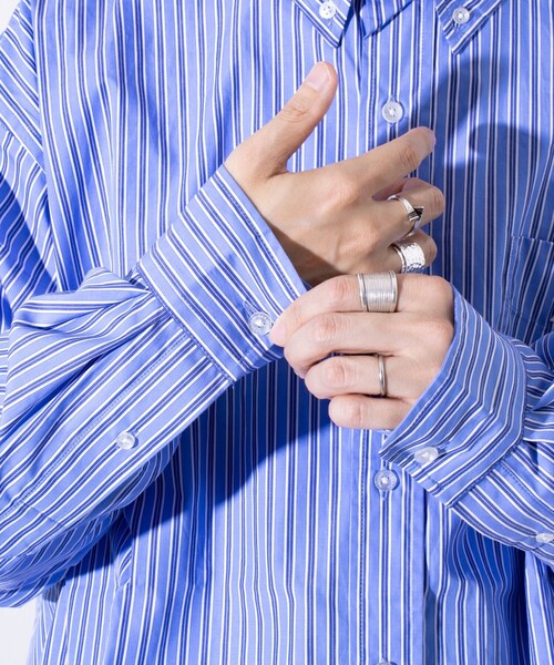 GEVACO（ゲバコ）の「【GEVACO/ゲバコ】オーバーサイズ ボタンダウンシャツ ワンポイントロゴ (無地/ストライプ)（シャツ/ブラウス・メンズ・ベージュ/ブルー系その他4/オフホワイト/ピンク/ブルー系その他3/ブルー系その他2/ラベンダー/ブルー系その他・M/L）」の16枚目の写真