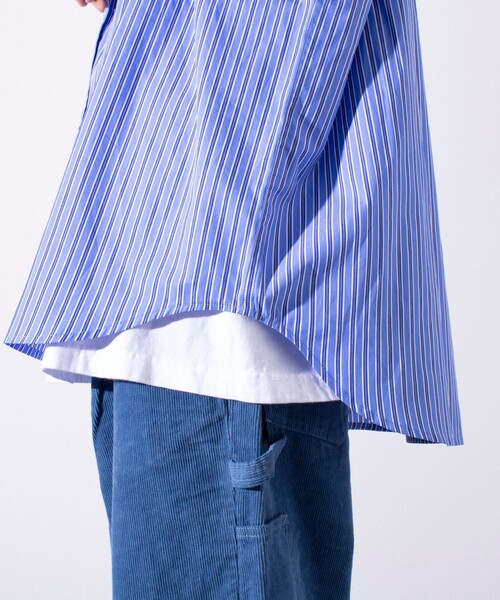 GEVACO（ゲバコ）の「【GEVACO/ゲバコ】オーバーサイズ ボタンダウンシャツ ワンポイントロゴ (無地/ストライプ)（シャツ/ブラウス・メンズ・ベージュ/ブルー系その他4/オフホワイト/ピンク/ブルー系その他3/ブルー系その他2/ラベンダー/ブルー系その他・M/L）」の17枚目の写真