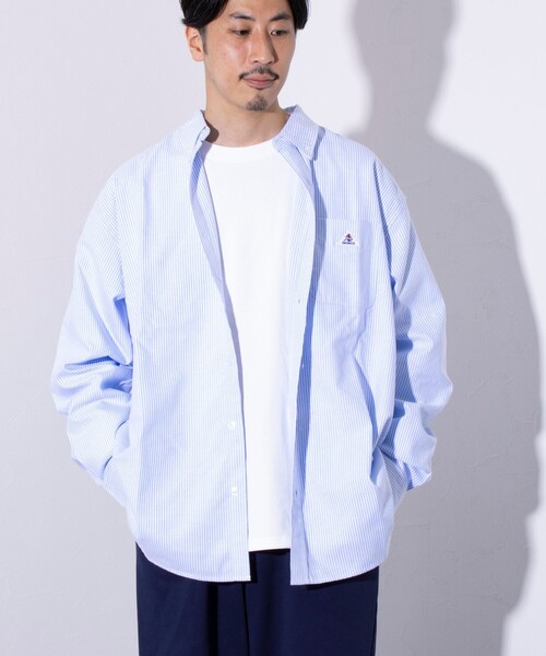 GEVACO（ゲバコ）の「【GEVACO/ゲバコ】オーバーサイズ ボタンダウンシャツ ワンポイントロゴ (無地/ストライプ)（シャツ/ブラウス・メンズ・ベージュ/ブルー系その他4/オフホワイト/ピンク/ブルー系その他3/ブルー系その他2/ラベンダー/ブルー系その他・M/L）」の21枚目の写真