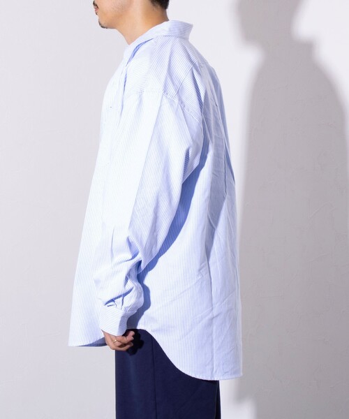 GEVACO（ゲバコ）の「【GEVACO/ゲバコ】オーバーサイズ ボタンダウンシャツ ワンポイントロゴ (無地/ストライプ)（シャツ/ブラウス・メンズ・ベージュ/ブルー系その他4/オフホワイト/ピンク/ブルー系その他3/ブルー系その他2/ラベンダー/ブルー系その他・M/L）」の22枚目の写真