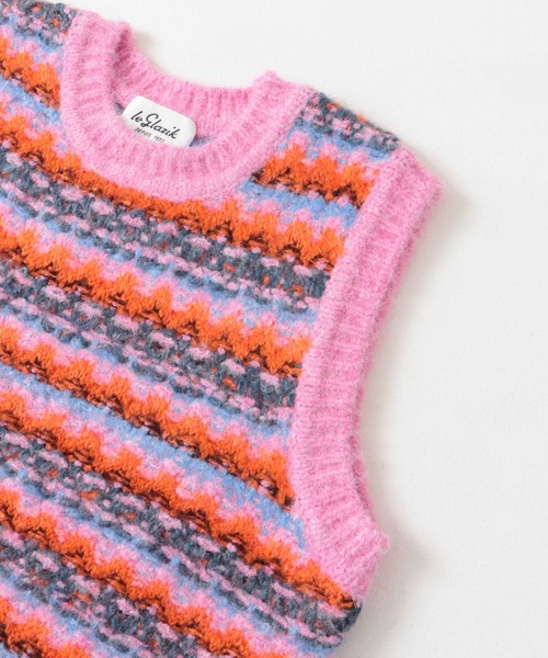 LE GLAZIK（ルグラジック）の「Le GLAZIK　クルーネック総柄ベスト（ベスト・レディース・グレー系その他/ピンク系その他・36）」の13枚目の写真