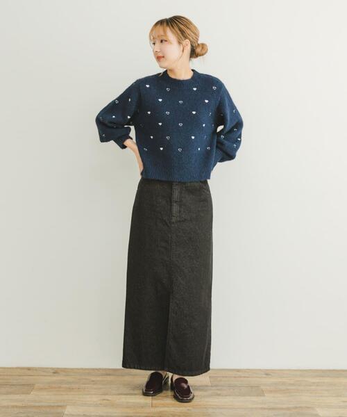 ITEMS URBANRESEARCH（アイテムズ アーバンリサーチ）の「ハートモチーフニットプルオーバー（ニット/セーター・レディース・ベージュ/ネイビー/グレー・FREE）」の6枚目の写真