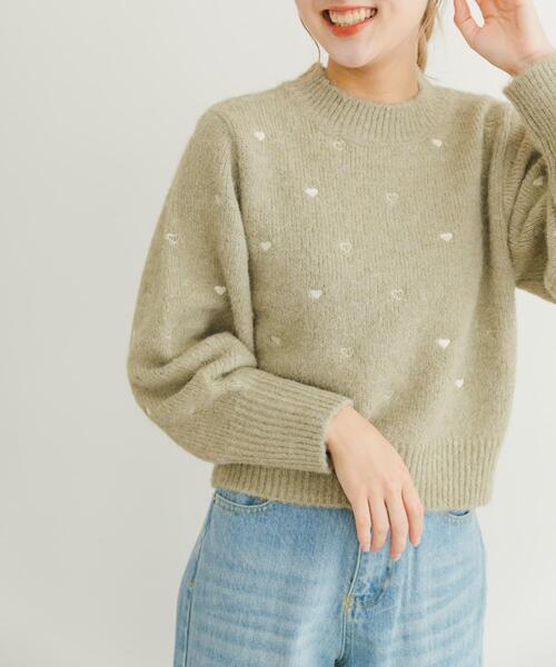 ITEMS URBANRESEARCH（アイテムズ アーバンリサーチ）の「ハートモチーフニットプルオーバー（ニット/セーター・レディース・ベージュ/ネイビー/グレー・FREE）」の11枚目の写真