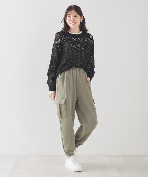 Honeys(ハニーズ)の「【ハニぽか】あったかカーゴパンツ(カーゴパンツ・レディース・ピンク/アイボリー/ブラック/カーキ・SS/S/M/L)」の18枚目の写真