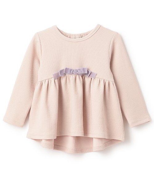 petit main（プティマイン）の「【スマイル/防汚】リボンカットチュニック（チュニック・キッズ・ライトピンク/アイボリー/ダークブラウン/ピンク/ライトグリーン・80ｃｍ/90cm/100cm/110cm/120cm/130cm）」の5枚目の写真