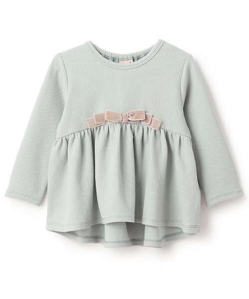 petit main（プティマイン）の「【スマイル/防汚】リボンカットチュニック（チュニック・キッズ・ライトピンク/アイボリー/ダークブラウン/ピンク/ライトグリーン・80ｃｍ/90cm/100cm/110cm/120cm/130cm）」の4枚目の写真