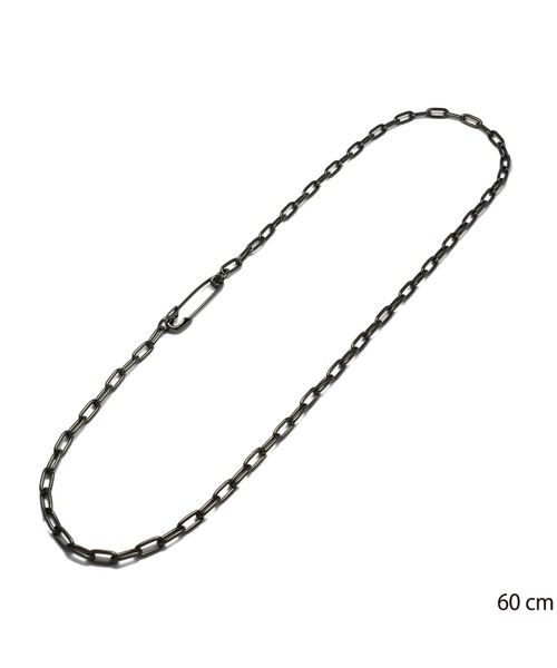 安全ピン 長アズキ チェーン ダイヤモンド ネックレス M シルバー925  