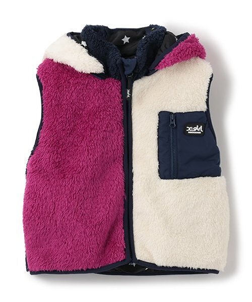 X-girl Stages(エックスガールステージス)の「フラッフィーベスト(ベスト・キッズ・ブラック/アイボリー/マルチ・80cm/90cm/100cm/110cm/120cm/130cm/140cm)」の3枚目の写真