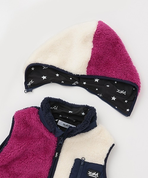 X-girl Stages(エックスガールステージス)の「フラッフィーベスト(ベスト・キッズ・ブラック/アイボリー/マルチ・80cm/90cm/100cm/110cm/120cm/130cm/140cm)」の8枚目の写真