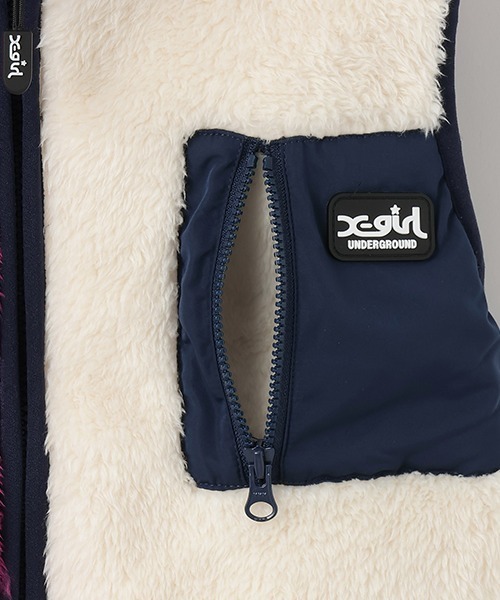 X-girl Stages(エックスガールステージス)の「フラッフィーベスト(ベスト・キッズ・ブラック/アイボリー/マルチ・80cm/90cm/100cm/110cm/120cm/130cm/140cm)」の10枚目の写真