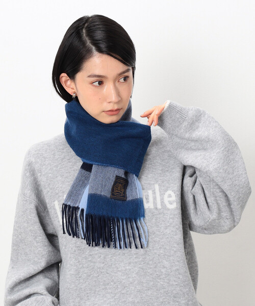 COMME CA ISM(コムサイズム)の「【ウールカシミヤ】 ブロックチェック マフラー(マフラー・メンズ・ネイビー/ボルドー/ブラック・FREE)」の4枚目の写真
