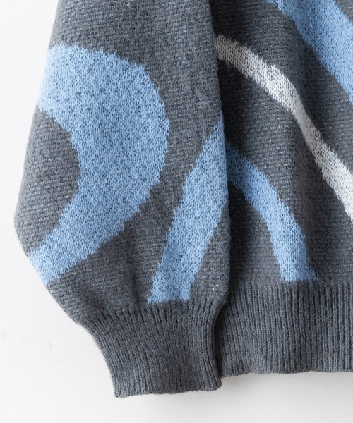 【セール】【OUTDOOR EXCHANGE/アウトドアエクスチェンジ】レトロ マーブル柄 クルーネック ニット（ニット/セーター）｜OUTDOOR EXCHANGE（アウトドアエクスチェンジ）