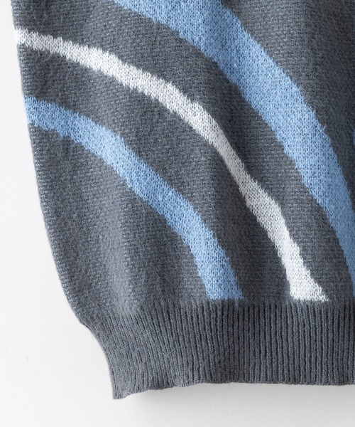 【セール】【OUTDOOR EXCHANGE/アウトドアエクスチェンジ】レトロ マーブル柄 クルーネック ニット（ニット/セーター）｜OUTDOOR EXCHANGE（アウトドアエクスチェンジ）