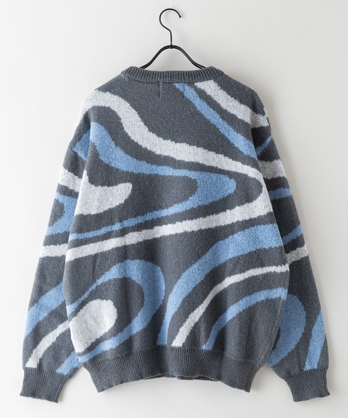 【セール】【OUTDOOR EXCHANGE/アウトドアエクスチェンジ】レトロ マーブル柄 クルーネック ニット（ニット/セーター）｜OUTDOOR EXCHANGE（アウトドアエクスチェンジ）