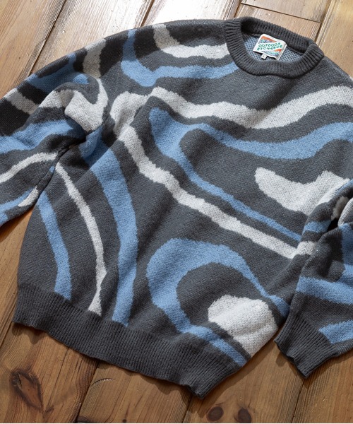 【セール】【OUTDOOR EXCHANGE/アウトドアエクスチェンジ】レトロ マーブル柄 クルーネック ニット（ニット/セーター）｜OUTDOOR EXCHANGE（アウトドアエクスチェンジ）
