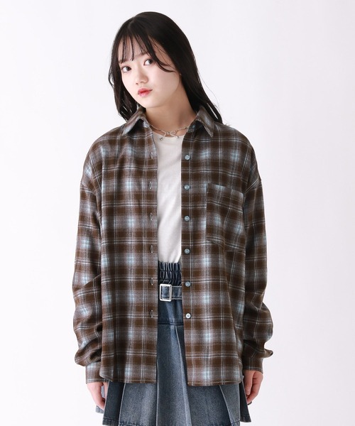 repipi armario（レピピ アルマリオ）の「チェックルーズシャツ（シャツ/ブラウス・キッズ・ブルー/ブラック/ピンク・LARGE/MEDIUM/SMALL）」の2枚目の写真