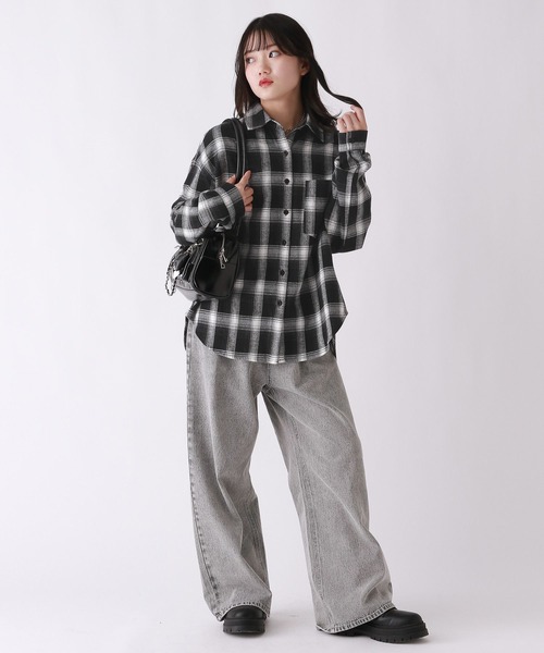 repipi armario（レピピ アルマリオ）の「チェックルーズシャツ（シャツ/ブラウス・キッズ・ブルー/ブラック/ピンク・LARGE/MEDIUM/SMALL）」の4枚目の写真