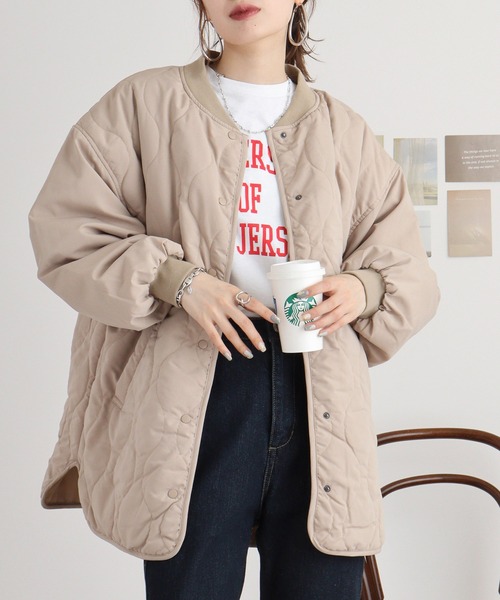 mitis（ミティス）の「mitis ポリピーチ ウェーブキルトパイピングブルゾン（ブルゾン・レディース・ブラック/カーキ/アイボリー/ベージュ・M）」の16枚目の写真