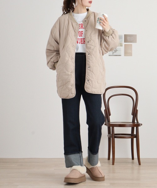 mitis（ミティス）の「mitis ポリピーチ ウェーブキルトパイピングブルゾン（ブルゾン・レディース・ブラック/カーキ/アイボリー/ベージュ・M）」の18枚目の写真