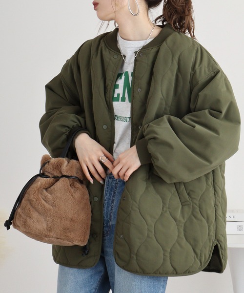 mitis（ミティス）の「mitis ポリピーチ ウェーブキルトパイピングブルゾン（ブルゾン・レディース・ブラック/カーキ/アイボリー/ベージュ・M）」の19枚目の写真