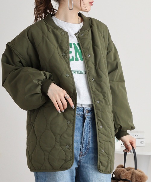 mitis（ミティス）の「mitis ポリピーチ ウェーブキルトパイピングブルゾン（ブルゾン・レディース・ブラック/カーキ/アイボリー/ベージュ・M）」の21枚目の写真