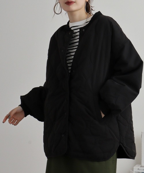 mitis（ミティス）の「mitis ポリピーチ ウェーブキルトパイピングブルゾン（ブルゾン・レディース・ブラック/カーキ/アイボリー/ベージュ・M）」の11枚目の写真