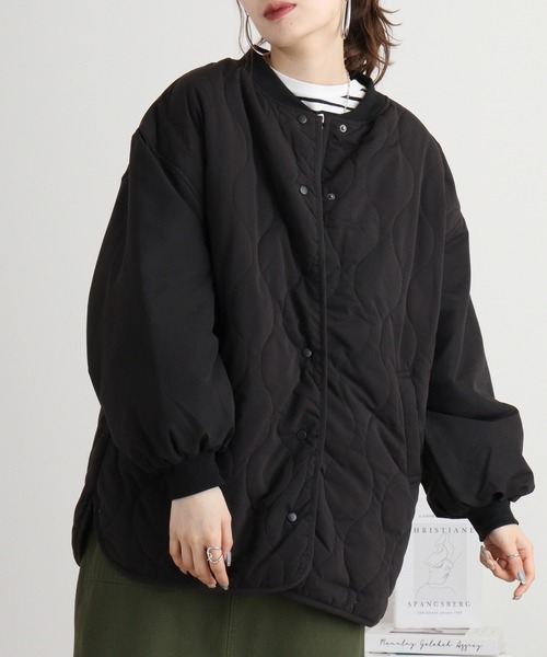 mitis（ミティス）の「mitis ポリピーチ ウェーブキルトパイピングブルゾン（ブルゾン・レディース・ブラック/カーキ/アイボリー/ベージュ・M）」の12枚目の写真