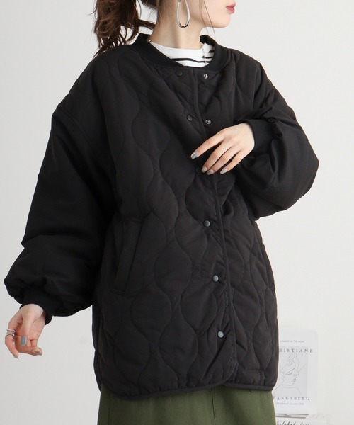 mitis（ミティス）の「mitis ポリピーチ ウェーブキルトパイピングブルゾン（ブルゾン・レディース・ブラック/カーキ/アイボリー/ベージュ・M）」の13枚目の写真