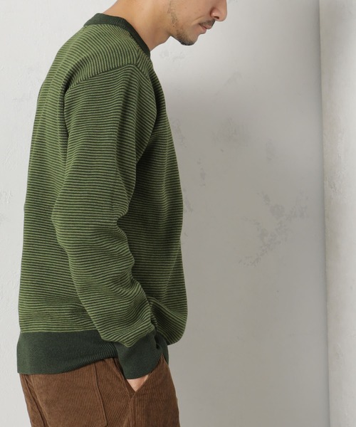 FOUND GOOD（ファウンドグッド）の「ボーダーニット（ニット/セーター・メンズ・グリーン/ホワイト系1/グレー系・S/M/L/XL）」の12枚目の写真