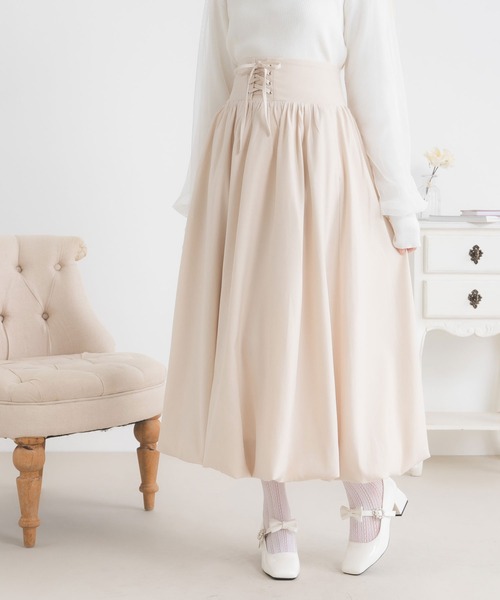 レースアップバルーンロングスカート（スカート）｜DearMyLoveRose（ディアマイラブローズ）