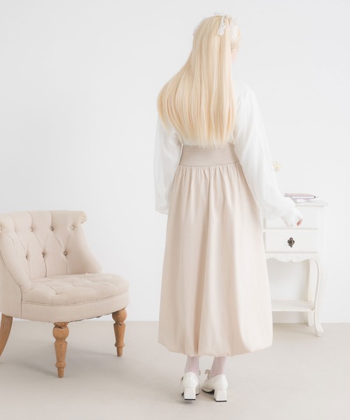 DearMyLoveRose(ディアマイラブローズ)の「レースアップバルーンロングスカート(スカート・レディース・ブラック/グレー/オフホワイト/ベビーピンク・MEDIUM/LARGE/LL/3L)」の7枚目の写真