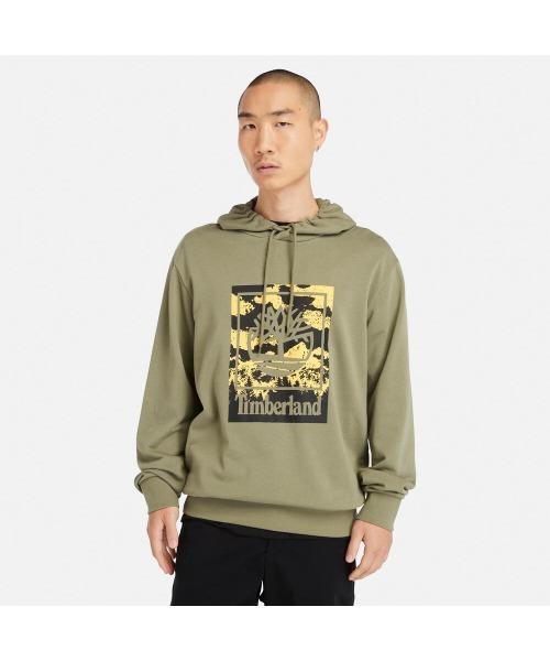 Timberland★長袖 プルオーバー ロゴ フーディー パーカー★緑★ セール】グラフィック ループバック フーディー スウェット