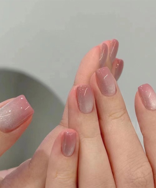 人気デザイン ニュアンスネイル ぷっくり ちゅるん ネイルチップ ハンドメイド ちゅるん ニュアンスネイル 手書きネイル ぷっくりネイル ピンクネイル