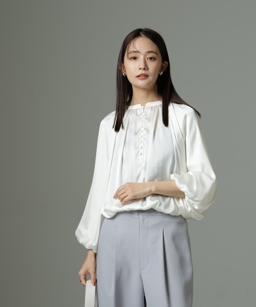 前後2wayサテンボリュームスリーブブラウス（シャツ/ブラウス）｜nano･universe（ナノユニバース）