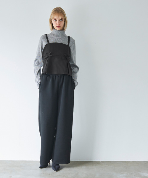 S64:新品❣️リボン キャミソール 単品 ブラック サイズ44 coca（coca）（コカ）の「ダブルクロスリボンキャミソール