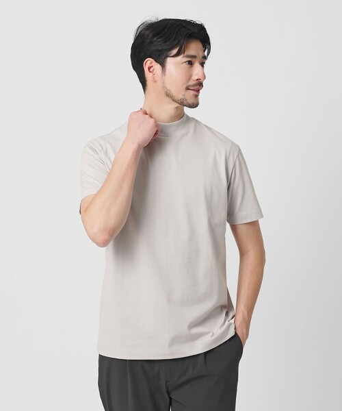 BEAUTY&YOUTH UNITED ARROWS（ビューティーアンドユースユナイテッドアローズ）の「【WEB限定 WARDROBE SMART】クリア  ガスコットン モックネック カットソー【抗菌・防臭】（Tシャツ/カットソー・メンズ・ホワイト/ブラック/ナチュラル/ネイビー/ライトグレー・L/XL/S/M）」の3枚目の写真