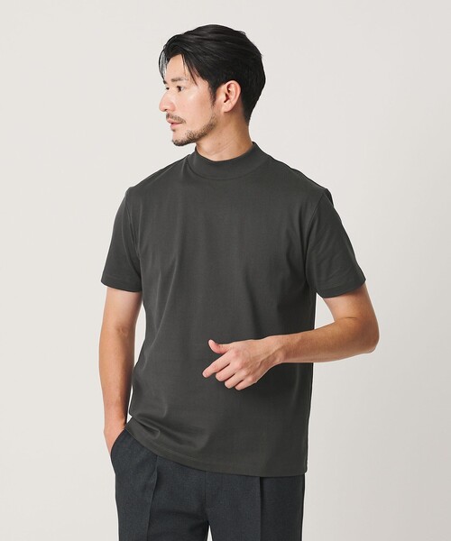 BEAUTY&YOUTH UNITED ARROWS(ビューティーアンドユースユナイテッドアローズ)の「【WEB限定 WARDROBE SMART】クリア ガスコットン モックネック カットソー【抗菌・防臭】(Tシャツ/カットソー・メンズ・ホワイト/ブラック/ナチュラル/ネイビー/ライトグレー/ダークグレー・L/XL/S/M)」の4枚目の写真