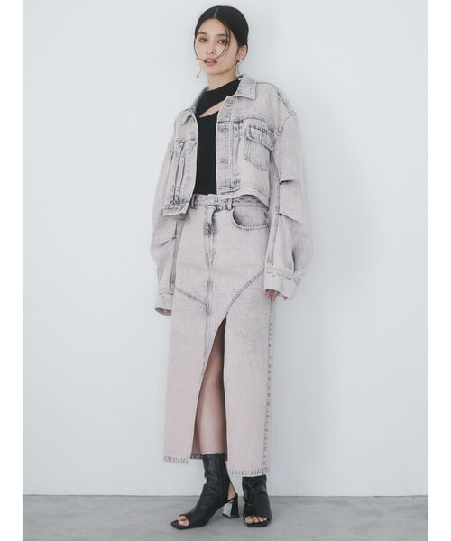 MURUA（ムルーア）の「【セット販売】デニムジャケット&ロングスカートセット（セットアップ・レディース・ブラック/ブルー/ピンク・2/1）」の5枚目の写真