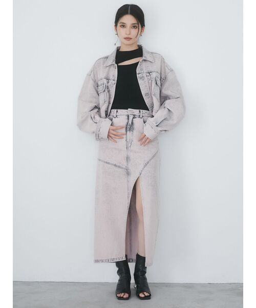 MURUA（ムルーア）の「【セット販売】デニムジャケット&ロングスカートセット（セットアップ・レディース・ブラック/ブルー/ピンク・2/1）」の6枚目の写真