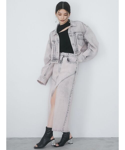 MURUA（ムルーア）の「【セット販売】デニムジャケット&ロングスカートセット（セットアップ・レディース・ブラック/ブルー/ピンク・2/1）」の7枚目の写真