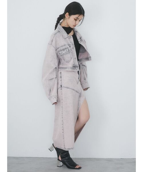 MURUA（ムルーア）の「【セット販売】デニムジャケット&ロングスカートセット（セットアップ・レディース・ブラック/ブルー/ピンク・2/1）」の8枚目の写真